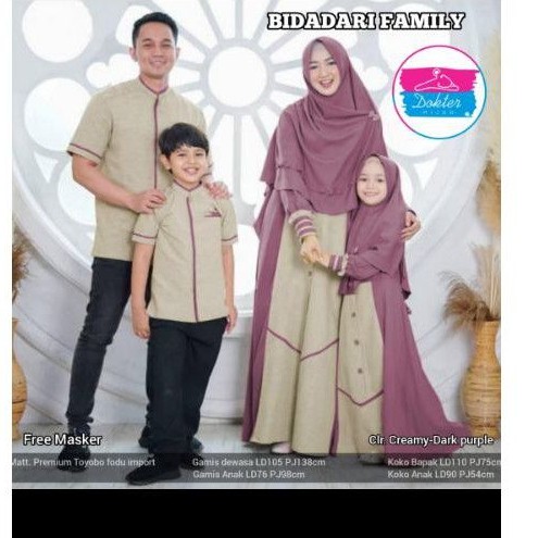 BAJU COUPLE MUSLIM FAMILY TOYOBO GAMIS KHIMAR  SET KOKO FREE MASKER
