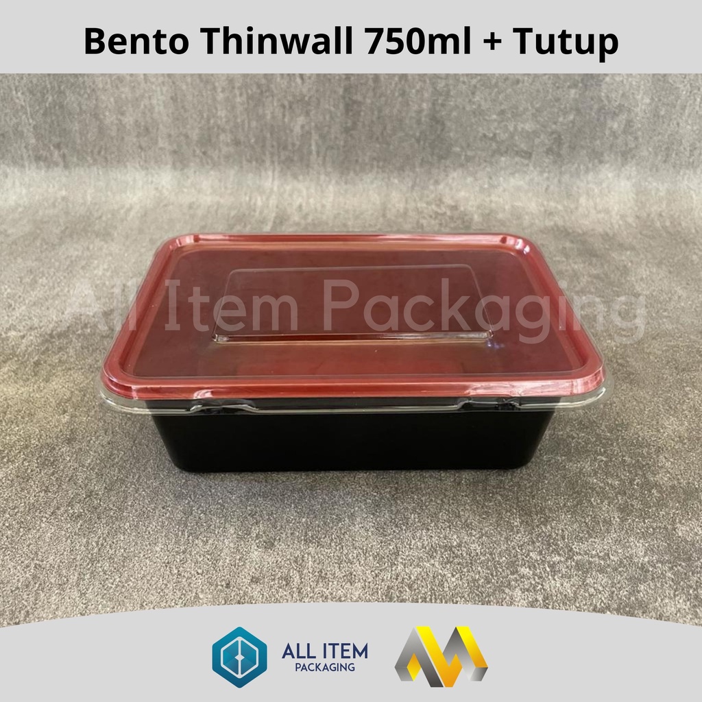 Bento Thinwall MKP 750ml / Kotak Makan Plastik + Tutup @25 Pcs