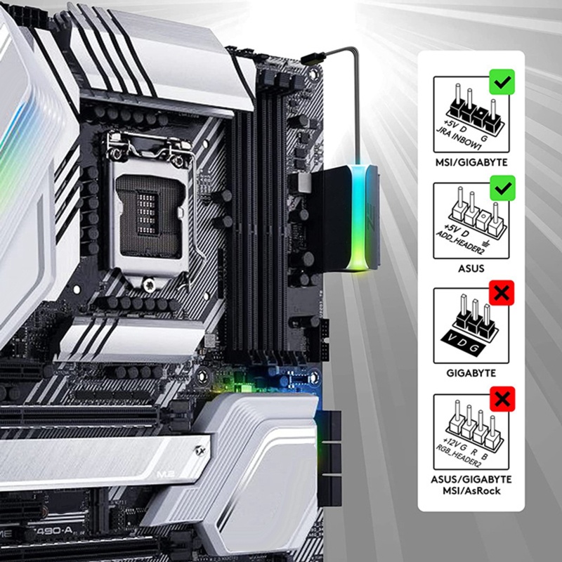 Btsg 5V Motherboard ARGB SYNC Steering Untuk Kepala Untuk Mainboard Komputer ATX Power Supply Konektor 24P Ke 90derajat Steer