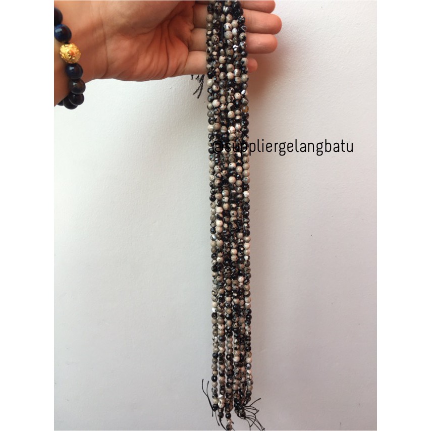 batu dalmantion agate FACETED BEADS 6mm cutting bahan gelang kalung craft aksesoris supplier grosir