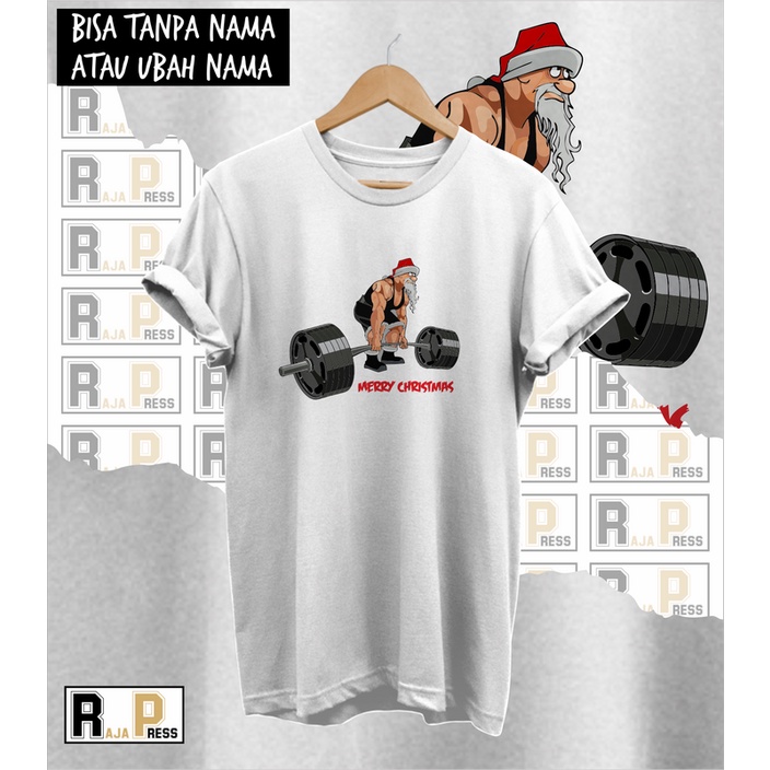 KAOS NATAL SANTA FITNESS LIFT NATAL MERRY CHRISTMAS COMBED 30S KATUN