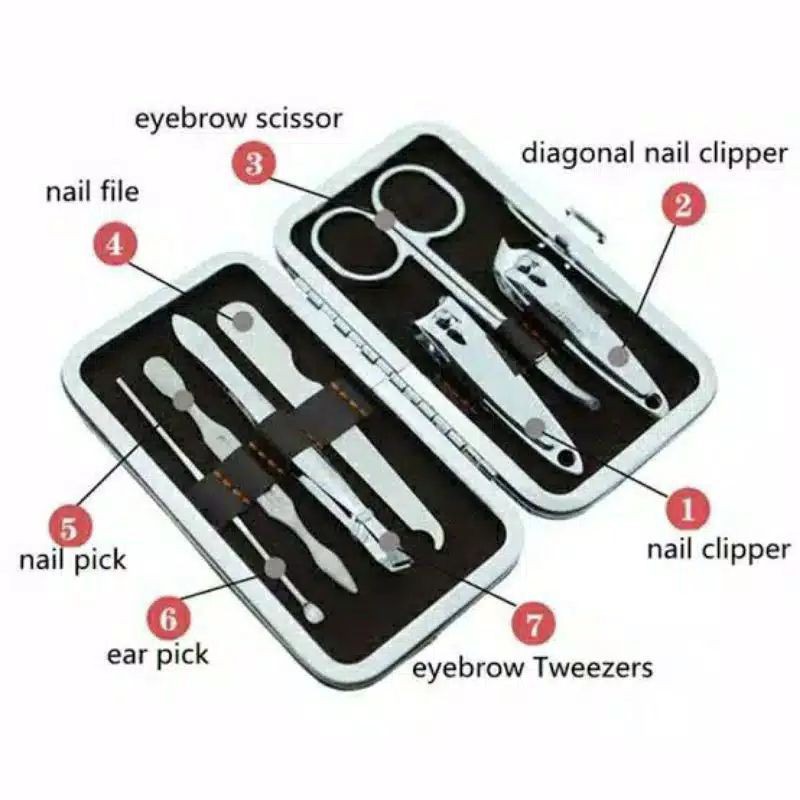 Set Gunting Kuku Manicure Pedicure 7In1 Stainless Paket Gunting Mini