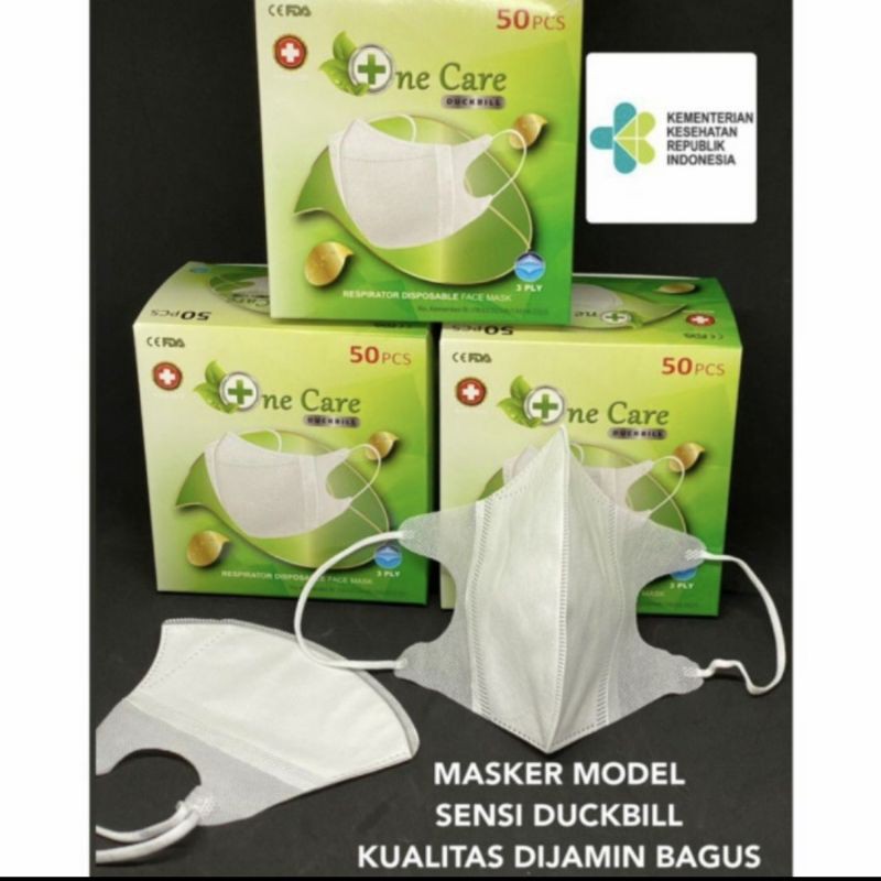 Masker duckbill putih garis isi 50 pcs