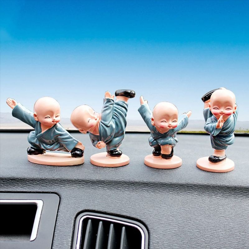 Laristerus79 ⭐⭐⭐⭐⭐MINIATUR SHAOLIN KUNGFU ISI 4 BIRU pajangan keramik dashboard mobil biksu wushu