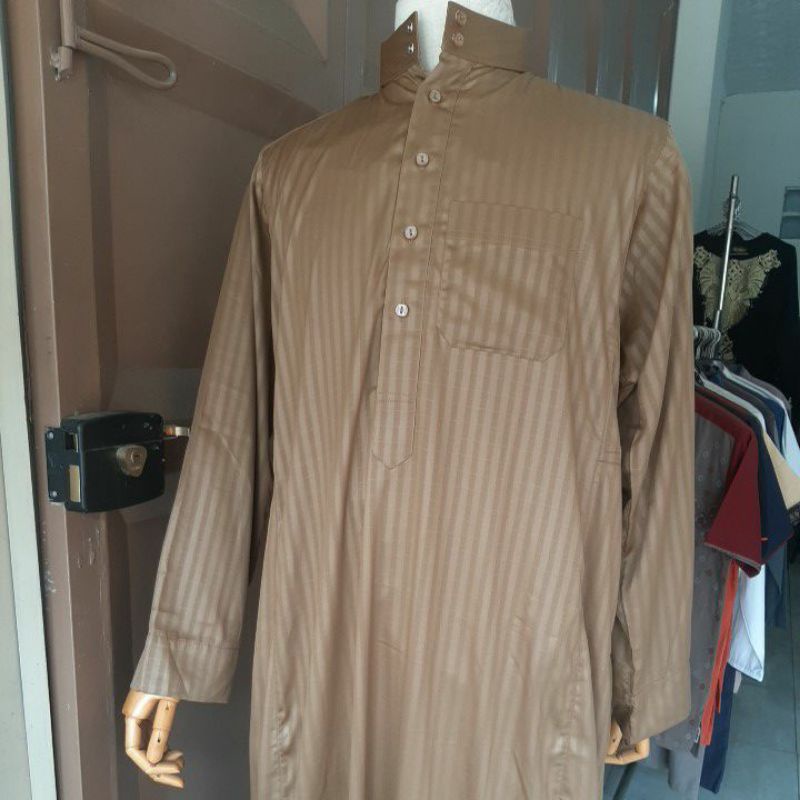 Jubah Al Haramain Salur coklat