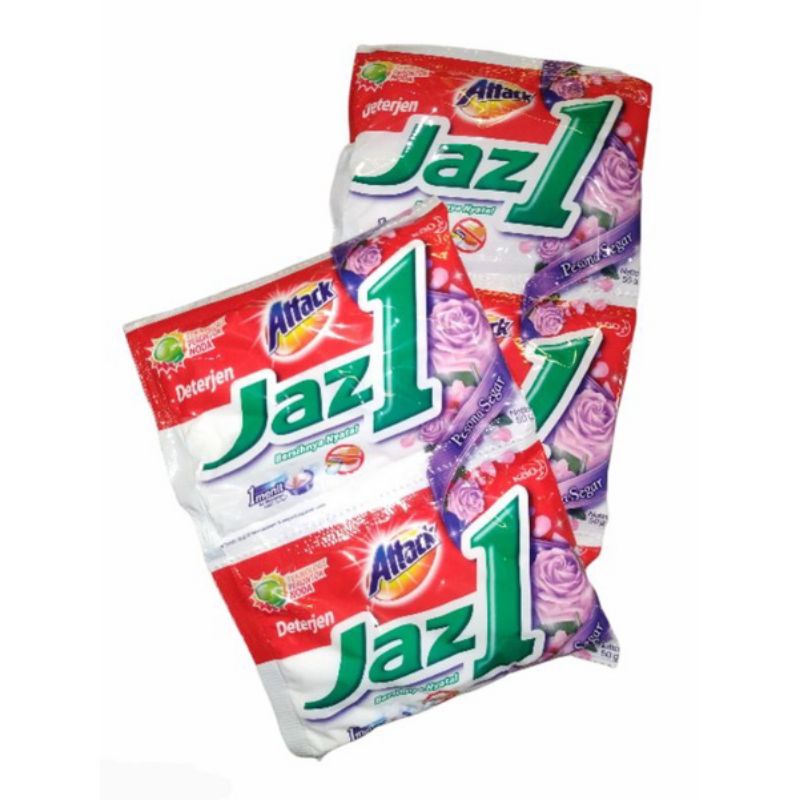 Attack Jazz 1 Detergent Bubuk Renceng ( isi 6 x 50gr ) dan kemasan 260gr