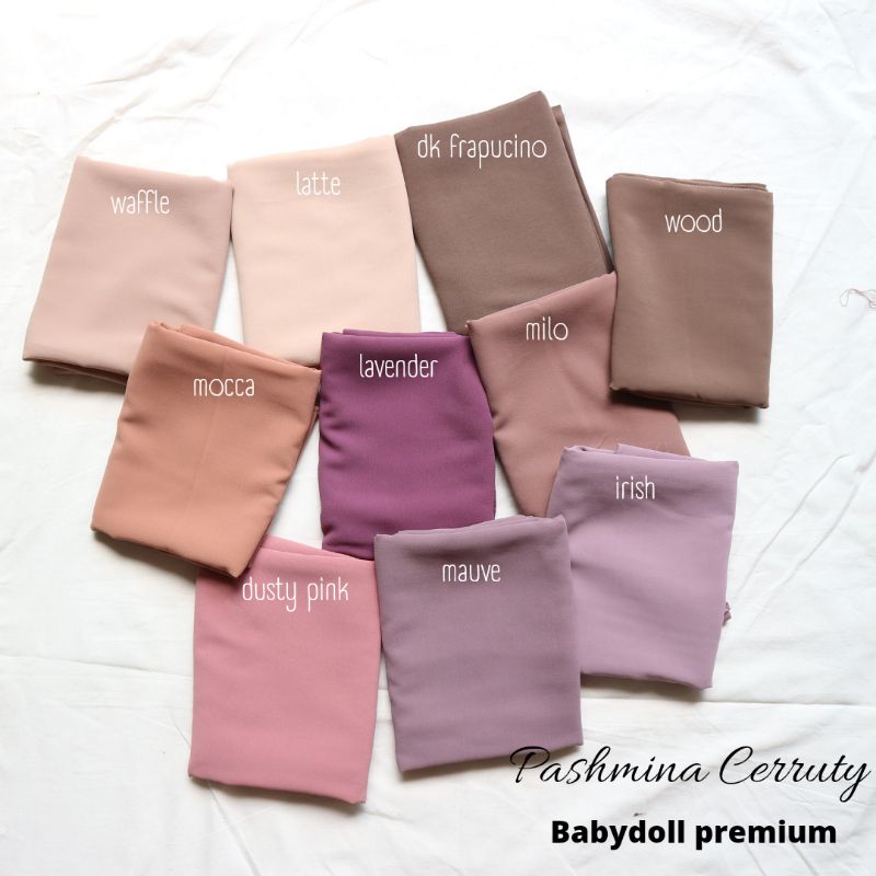 Pashmina ceruty babydoll PREMIUM  | 175x75 ceruti babydoll JAHIT TEPI