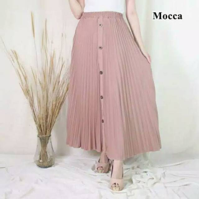 ROK WANITA PLISKET VARIASI KANCING DEPAN - BAHAN HYGET SYPER ( PREMIUM )-6