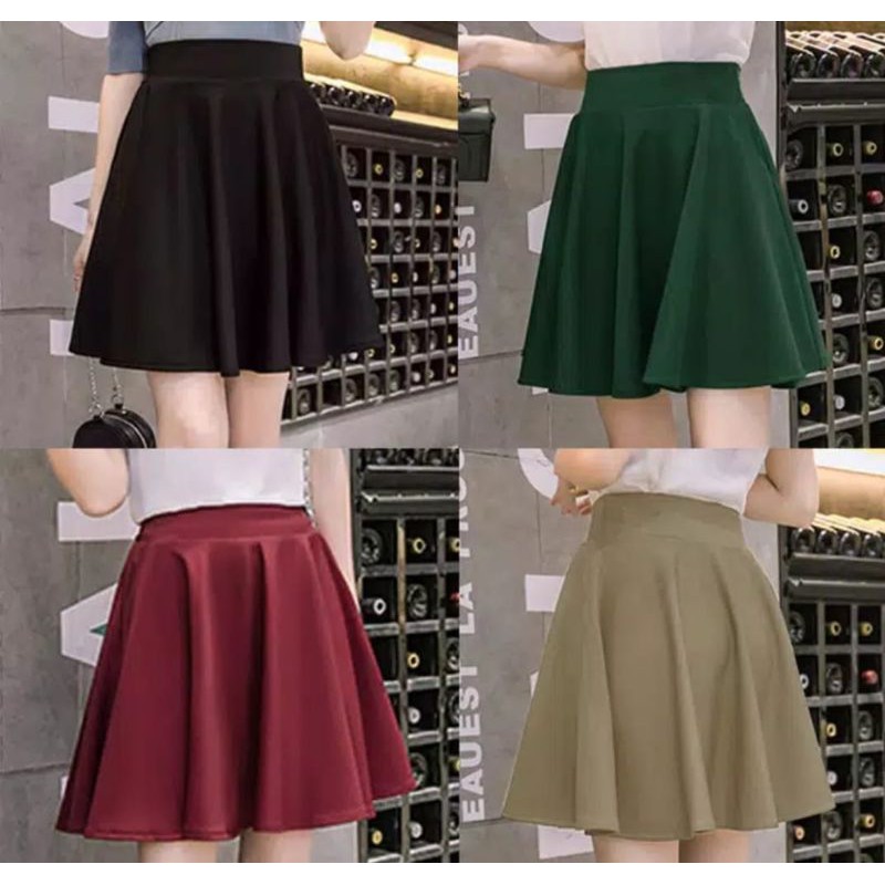 Rok Pendek Mayung Scuba / Rok Mini Scuba Polos /Midi Flare Skirt Scuba