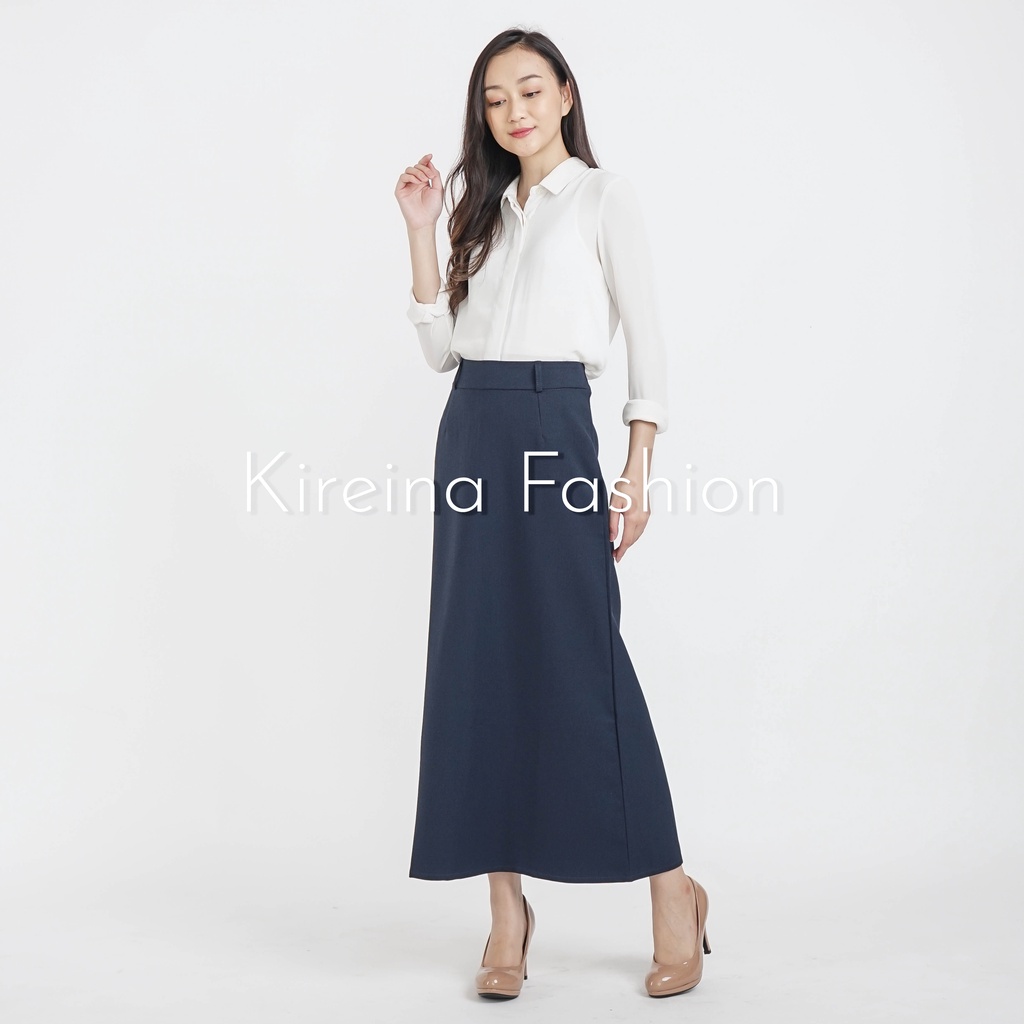 Rok Kerja Wanita Line A Rok Kantor Wanita Polos Maxi Skirt | Kireina Fashion