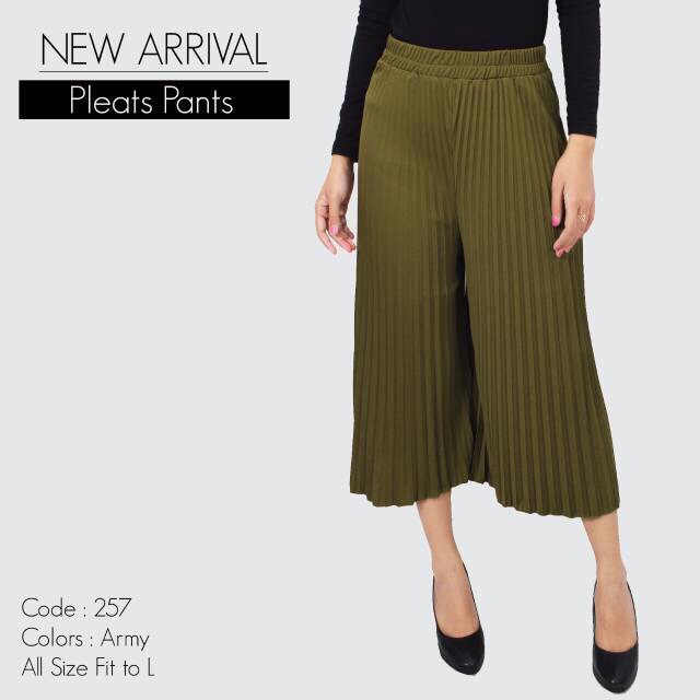 257 CELANA KULOT PLISKET PENDEK MURAH POLOS PLEATED PANTS SALE 7/8