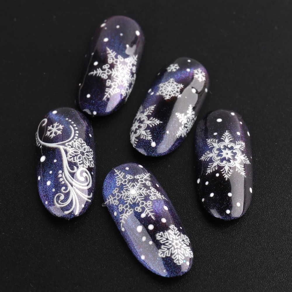 [ 1Pc 5D Winter Snowflower Nails Sticker  Art Decorations Nail Makeup Tools for Girls ]