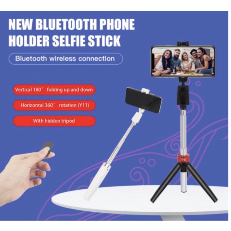 Tongsis + Tripod Y9 Bluetooth Shutter Universal Android &amp; Ios - Tongsis +tripod Y9 Bluetooth -