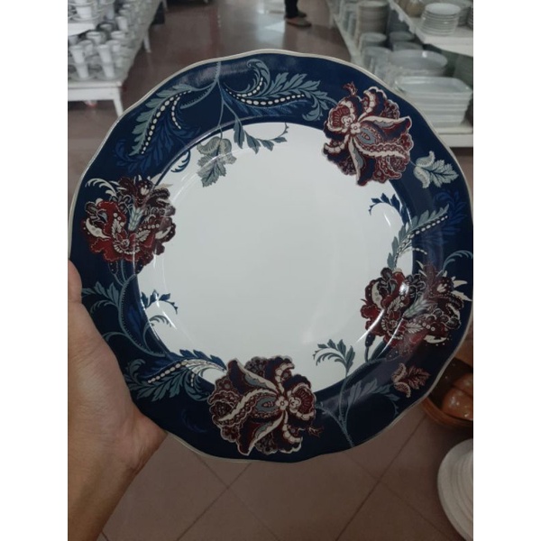 FLOWER DINNER PLATE PIRING KERAMIK SANGO MOTIF BUNGA KLASIK ANTIK JADUL VINTAGE HIAS PAJANGAN KOLEKS