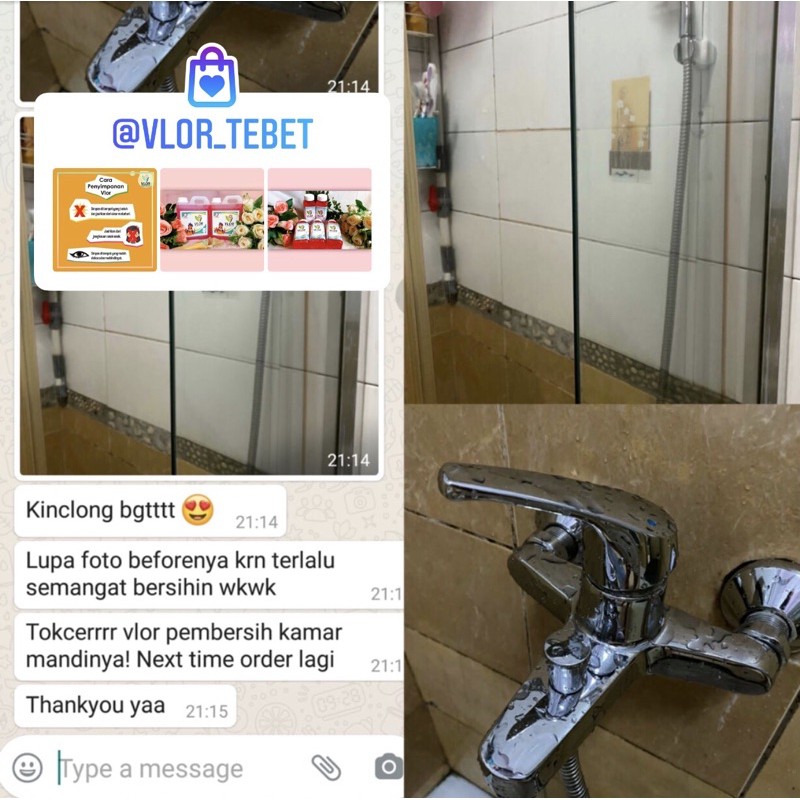 Vlor Pembersih Kamar Mandi, Toilet & Kaca Ampuh Ukuran 1 Liter