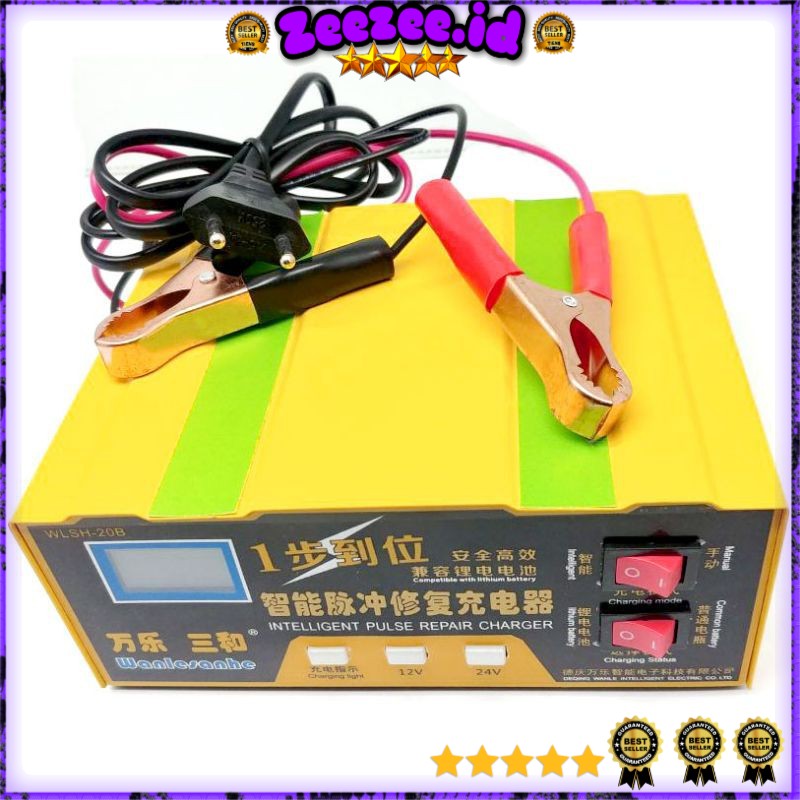 OTOHEROES Charger Aki Mobil Lead Acid Smart Battery Charger 12V/24V 6-105AH - MF-2B - Yellow