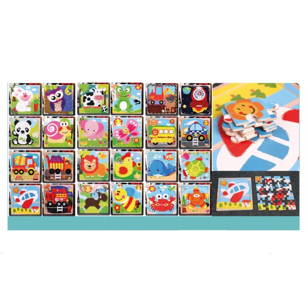 Mainan Edukasi Anak WOODEN JIGSAW PUZZLE 16 PCS Mainan Puzzle Kayu