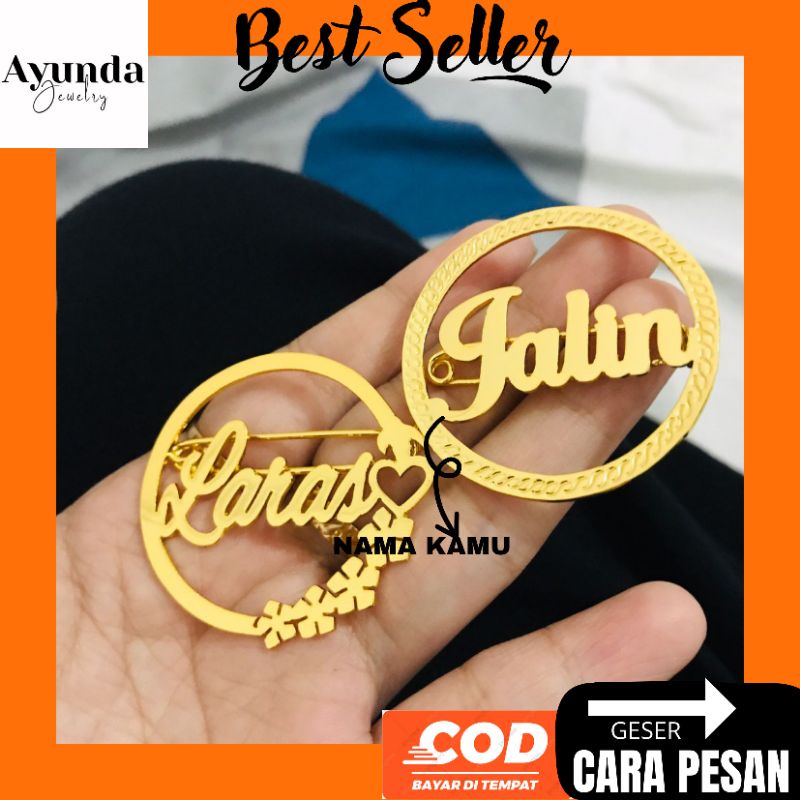 Bros Nama Custom Lapis emas Bros Hijab Bros kekinian Bros Ria ricis