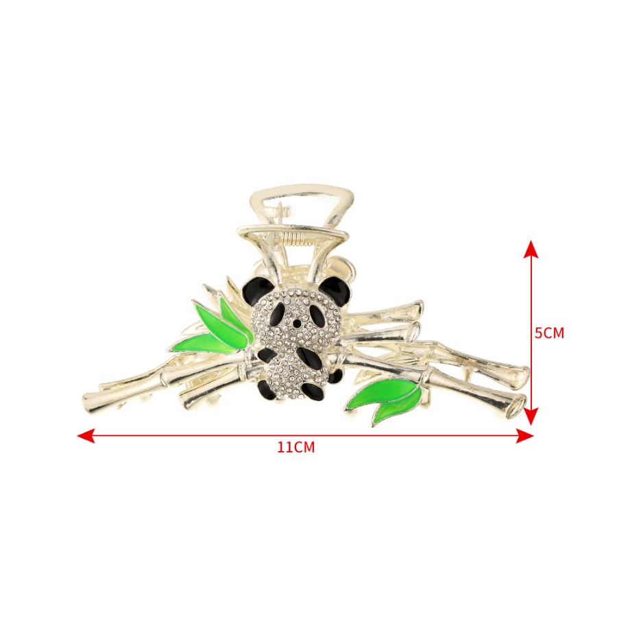 Jepit Rambut Cakar Desain Panda Aksen Kristal Mutiara Bahan Bambu Warna Hijau Untuk Wanita