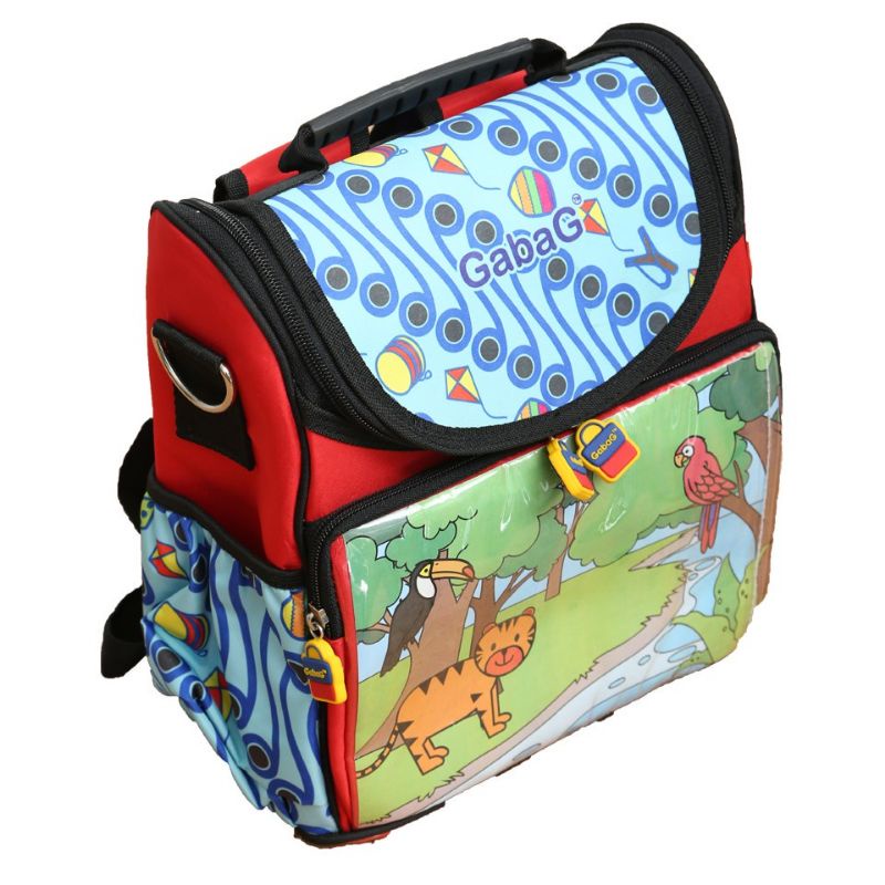 GABAG Kids Lunch Backpack - Tas Sekolah anak- Genta- Merah dengan motif Batik