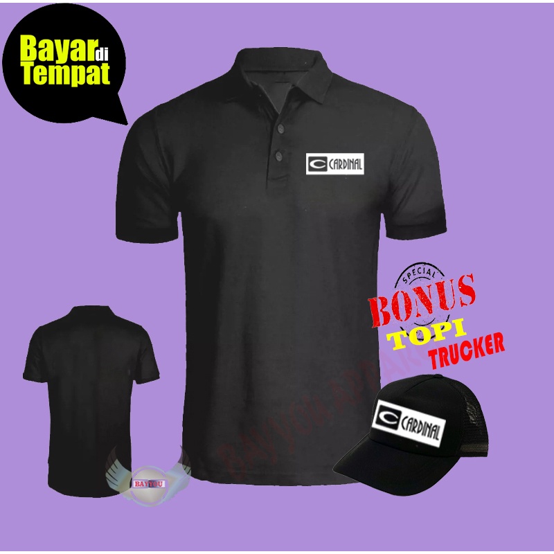 BONUS TOPI….Kaos polo kerah distro/kaos polo kerah pria dan wanita/kaos kerah © cardinal 02 putih/Ka