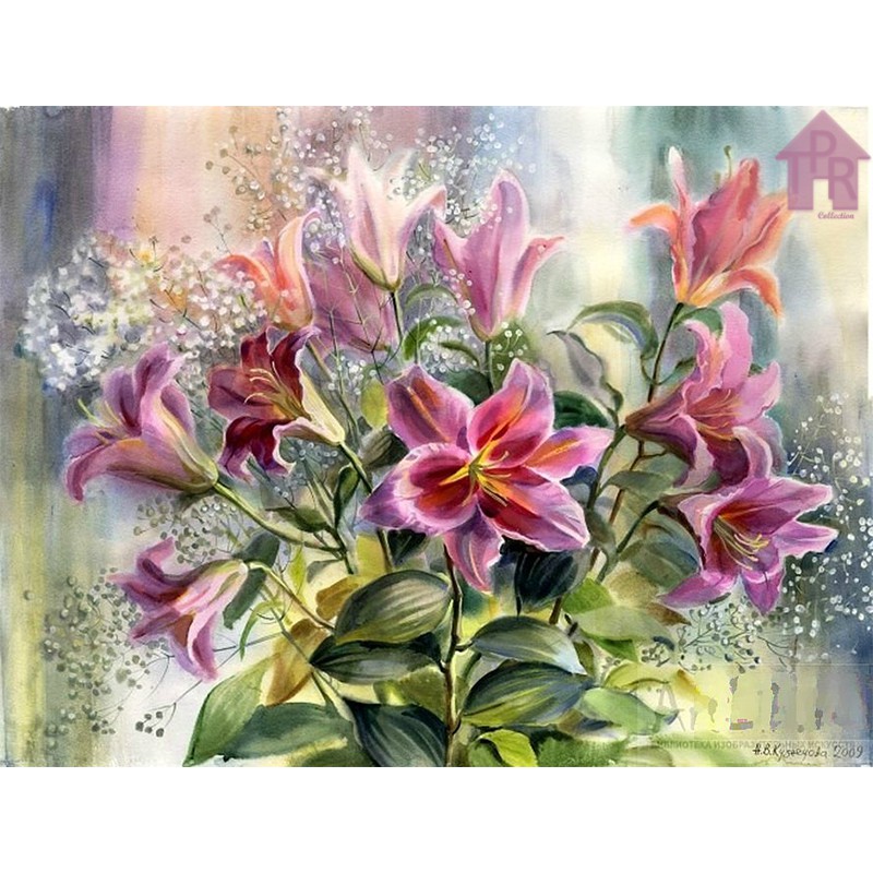 DIY - Set Melukis / painting by number kit - FLOWER 40x50cm. part-1