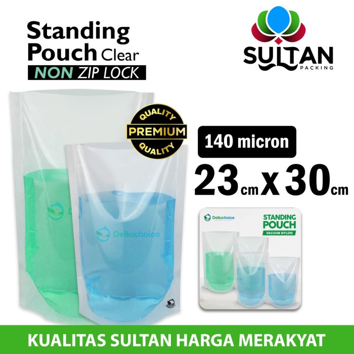 Plastik Standing Pouch 22x30cm Clear Bening Non Ziplock Kemasan