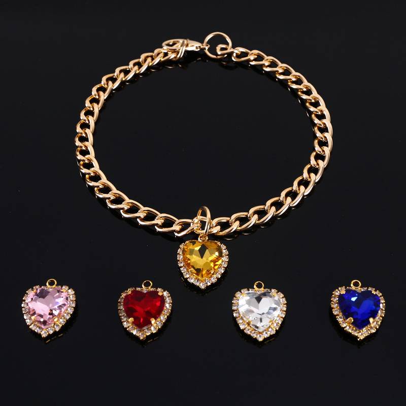 Kalung collar Anjing / Kucing Peliharaan adjustable Bahan metal Hias Berlian Imitasi Untuk Pesta Ulang Tahun