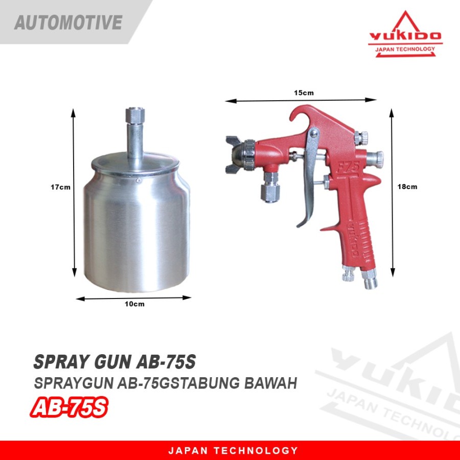 YUKIDO F75 Spray Gun Tabung Bawah Alat Cat Semprot F 75 Air Spraygun BY MOLAR NOZZLE