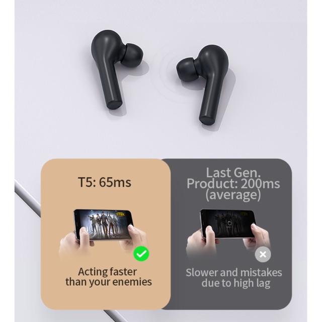 QCY T5 Headset Bluetooth 5.0 Wireless TWS Earphone Touch