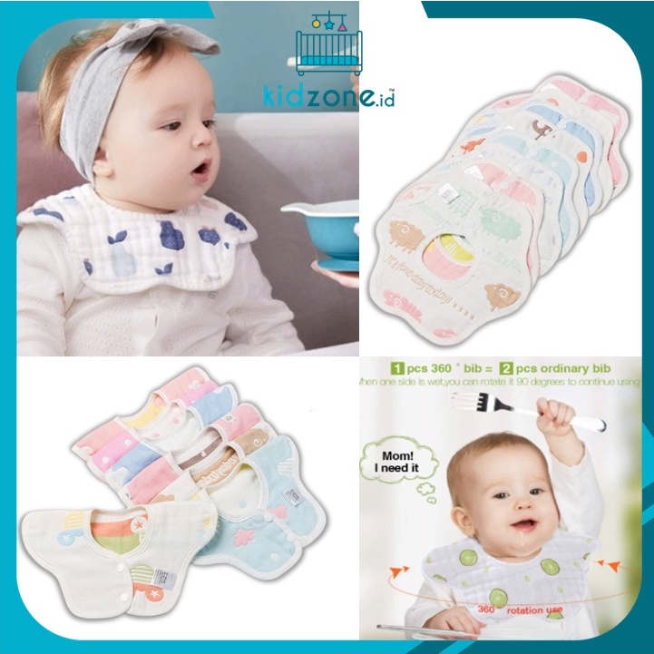 BIB Slaber Bayi Bahan Cotton Bentuk Bulat / Celemek Makan Bayi / Baby Bib Slaber (motif random)