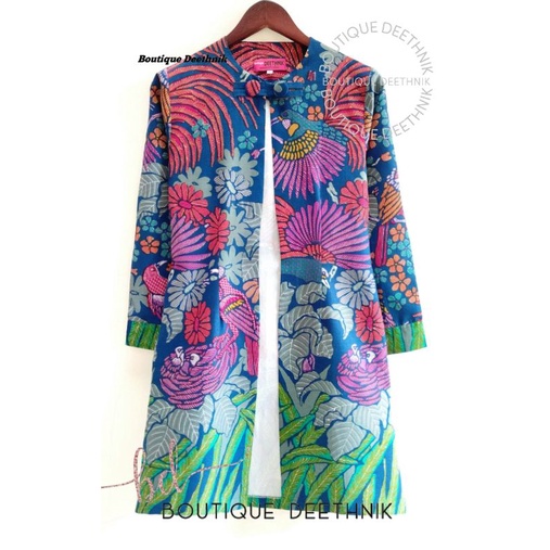 Tunik Outer batik warna biru elektrik deeethnik