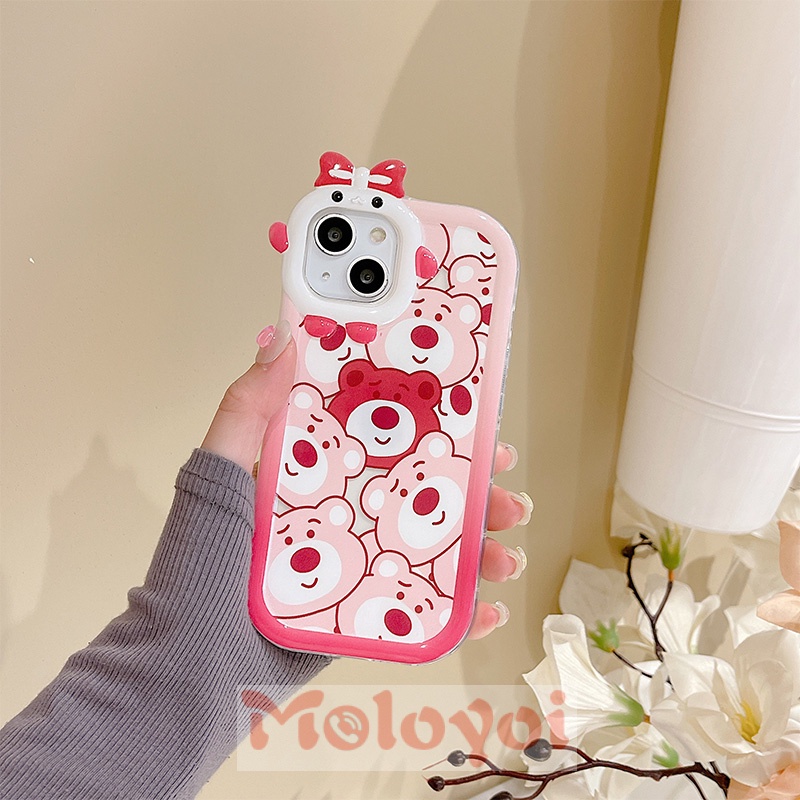 Soft Case TPU Motif Kartun Beruang Lotso 3D Untuk IPhone 7Plus XR 11 13 12 14 Pro MAX 6 6S 7 8 14 Plus X XS MAX SE 2020