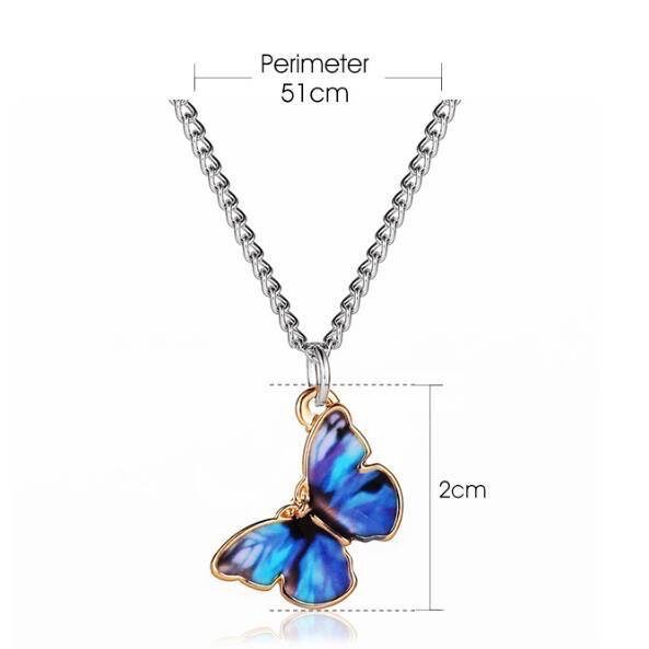 Fashion Kalung Kupu-kupu Gradien Biru Gelang In Rantai Butterfly Necklace Bracelet Klavikula Wanita