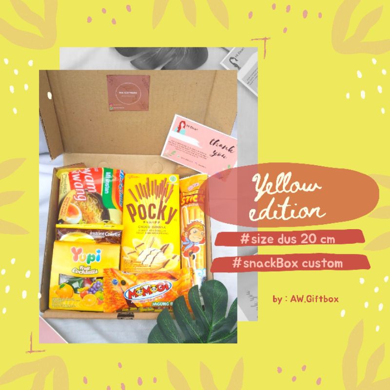 

hampers Snack box warna kuning (sehari selesai)