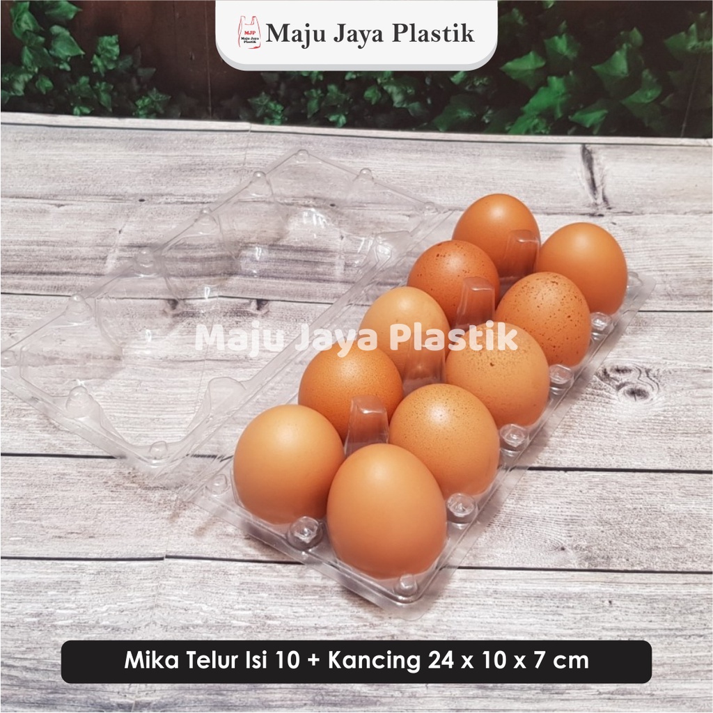 Tray Mika Telur Isi 10 • Tutup Pengunci • Tebal & Bening – Wadah Telur Ayam / Bebek / Asin