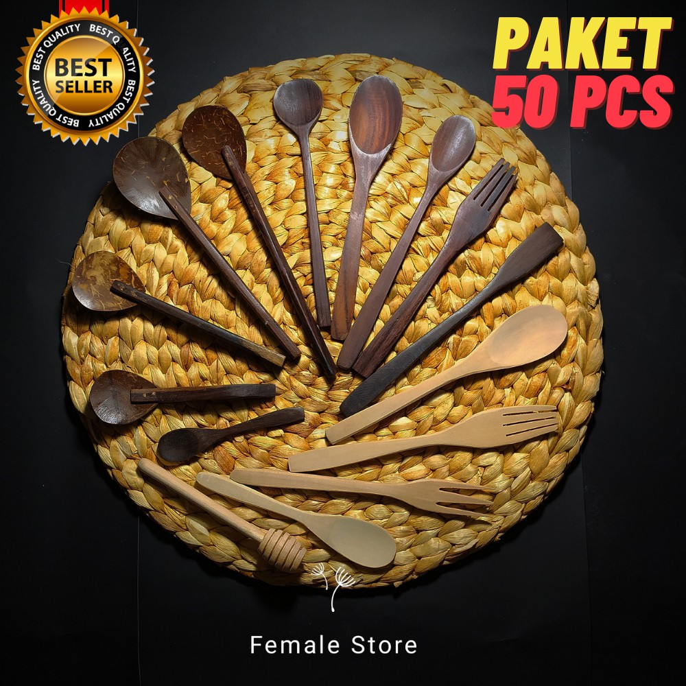 (PAKET 50 PCS SOUVENIR PERNIKAHAN) Set sendok garpu kayu korea | Wooden Souvenirs | Hampers