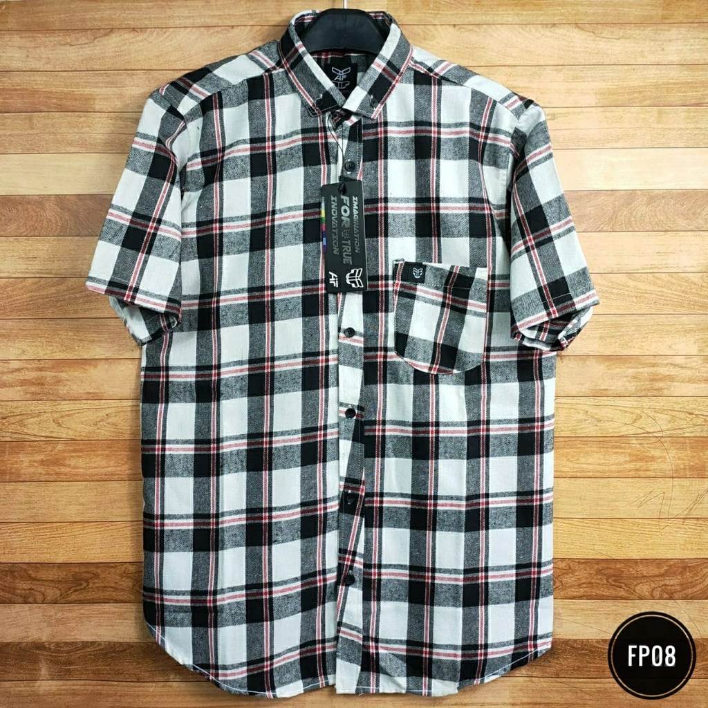 Kemeja Flanel Lengan Pendek / Kemeja Flanel Pria (FP02) Kemeja Surfing Distro