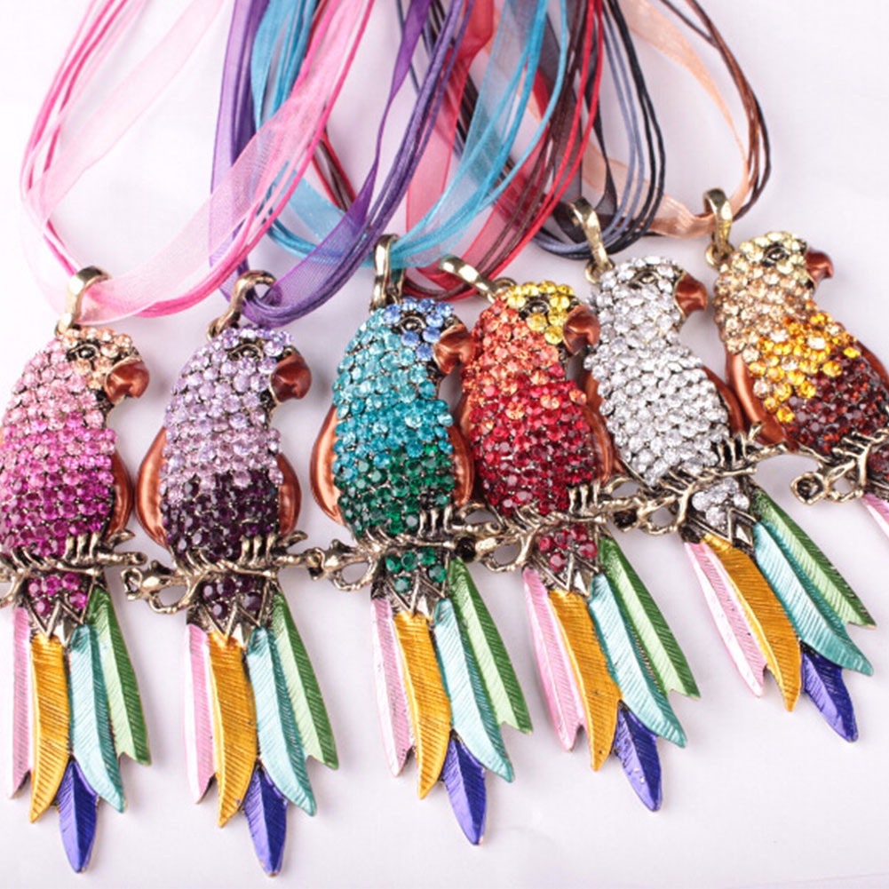 Hu Hu Hu Hu Hu Alat Bantu Pasang Kacamata♡ Kalung Statement Liontin Desain Burung Beobuluberlian Imitasi Warna Warni Gaya Boho Untuk Wanita