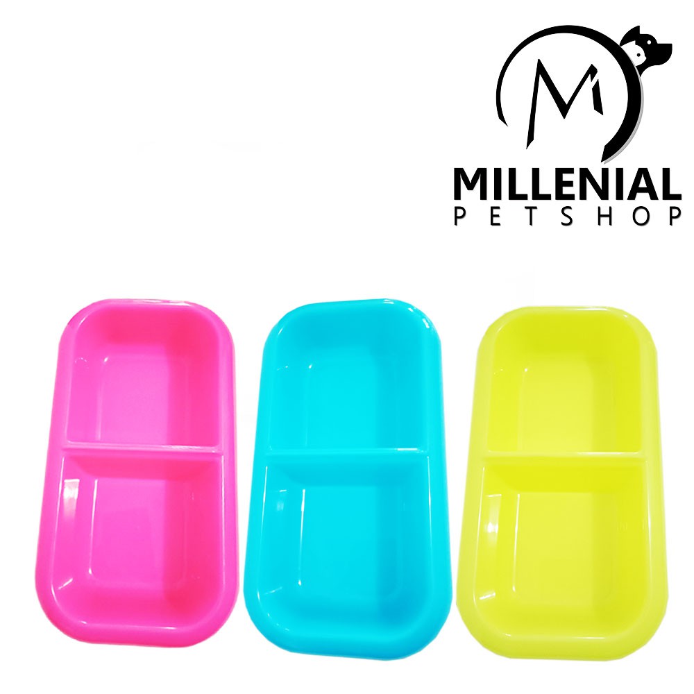 Tempat makan double pakan plastik hewan Kucing Anjing Bowl Cat dog