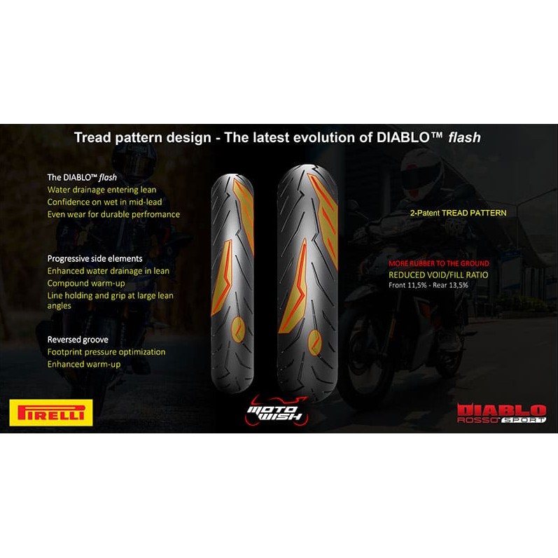 Pirelli 80/80-17 Diablo Rosso Sport Front Ban Tubeless Depan Motor