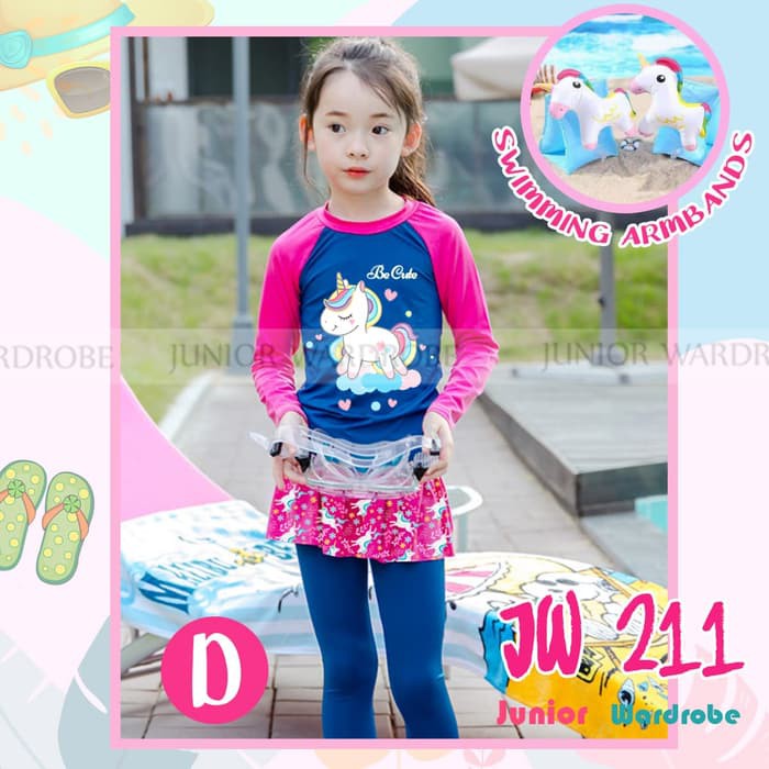 promo Baju  Renang  Panjang  Anak  Perempuan  Jw 211 D Unicorn 