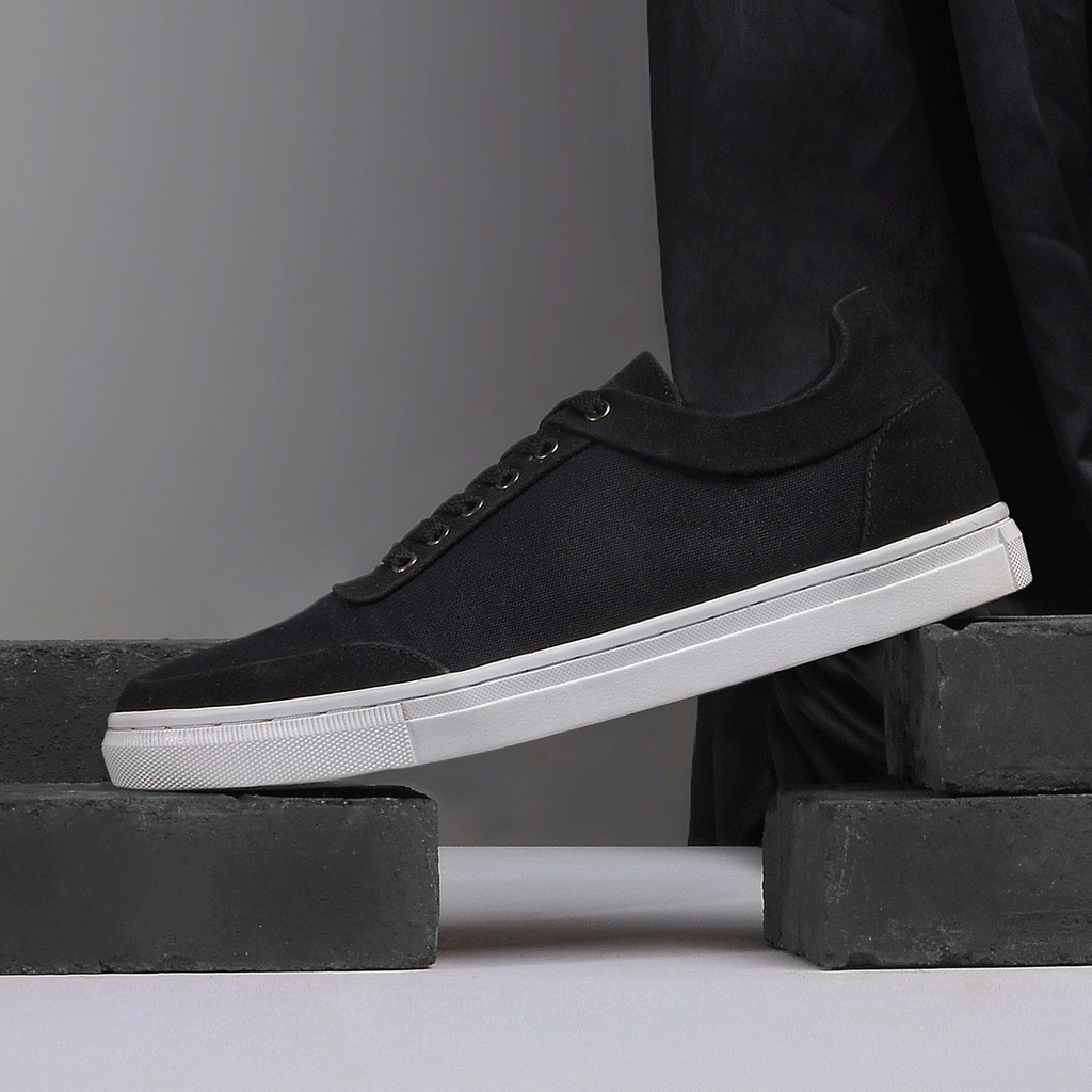 Clev Black | Sepatu Hitam Casual Sneakers Kasual Polos Original Pria Cowok Footwear | Reyl x FORIND