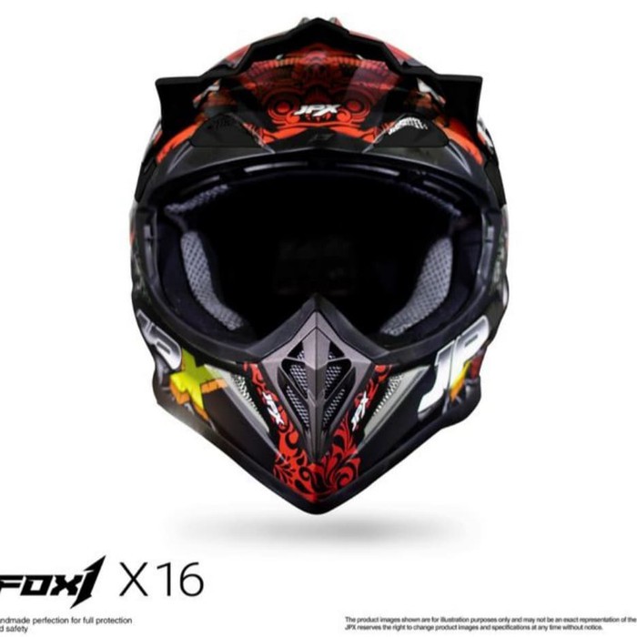 Helm cross JPX X16 Merah kuning Doff