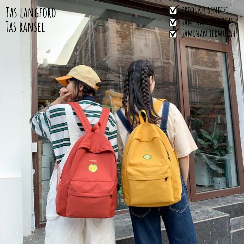 Tas Ransel Hitam Kekinian Terbaru Murah Bagus Sekolah Traveling Model Fashion Korea Kekinian Simple Elegan Casual Simple Backpack Punggung Bahu Perempuan Wanita Cewek