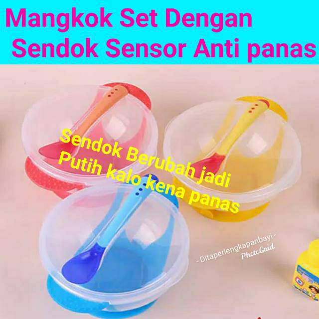 READY BANDUNG Mangkuk makan bayi dengan anti slip dan sensor panas