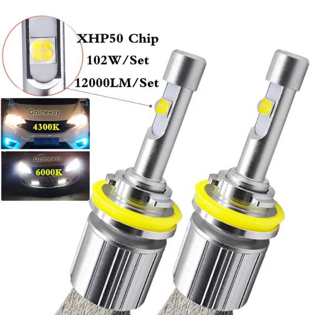 Lampu Mobil H11 Superbright Cree XHP50 Chip LED Headlight R3 fanless Cooper Braided Heatsink