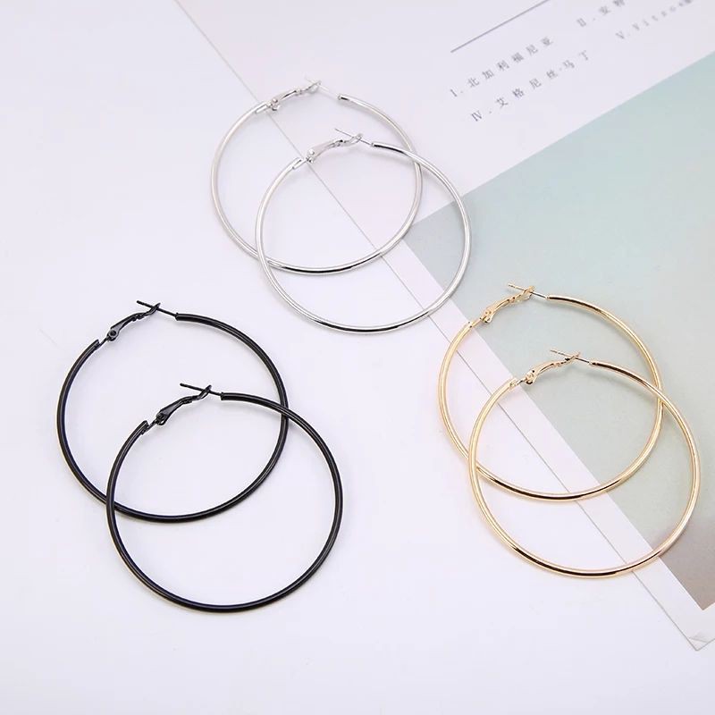 XiaoboACC Korea Fashion Simple Geometry Circle Earrings Hoop Earrings