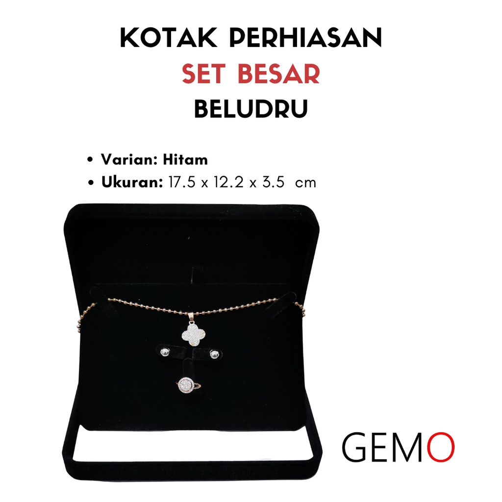 Kotak Set Besar Perhiasan Beludru / Jewelry Box Cincin, Anting, Kalung, Aneka Warna / Unik Lucu untuk Tempat Wadah Seserahan / Akad Pernikahan / Hantaran Tunangan Harga Paling Murah cocok untuk Aksesoris Emas Berlian/ Perak Permata