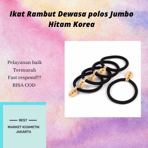 Ikat Rambut Dewasa polos Jumbo Hitam Korea